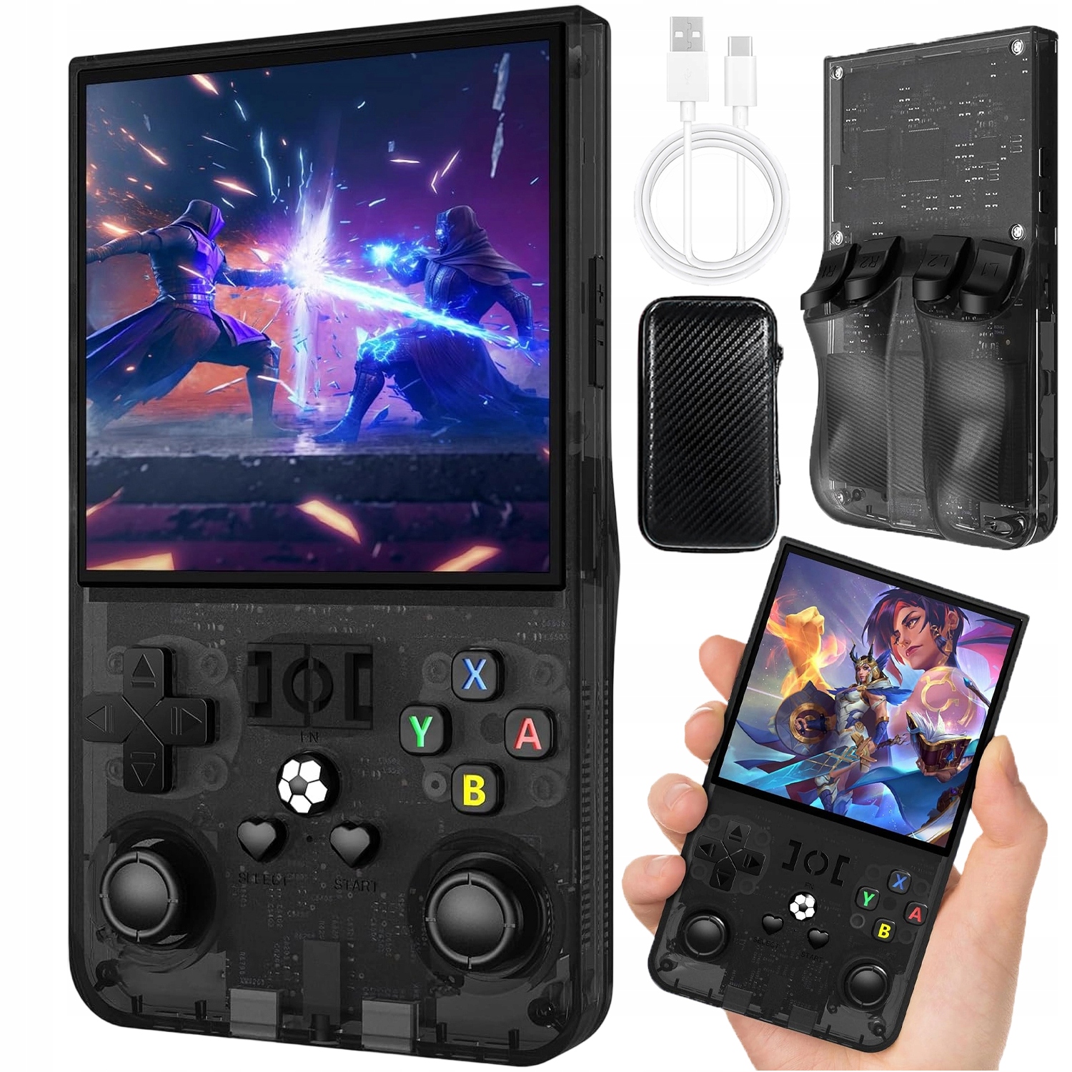 R36MAX Konsola Przenośna Z Joystickiem Linux Retro Gry 64GB 18000+ Gier