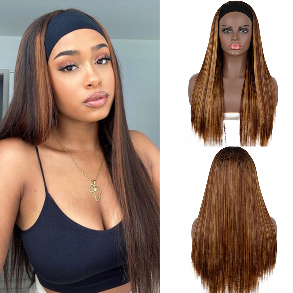 Hnědě melírovaná paruka Abi s čelenkou