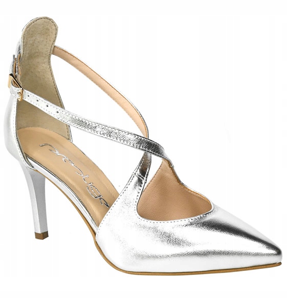 Prestige Sandály 2281/SZP Stříbrné vel. 38 Podpatky Z Lícové Kůže Dárek