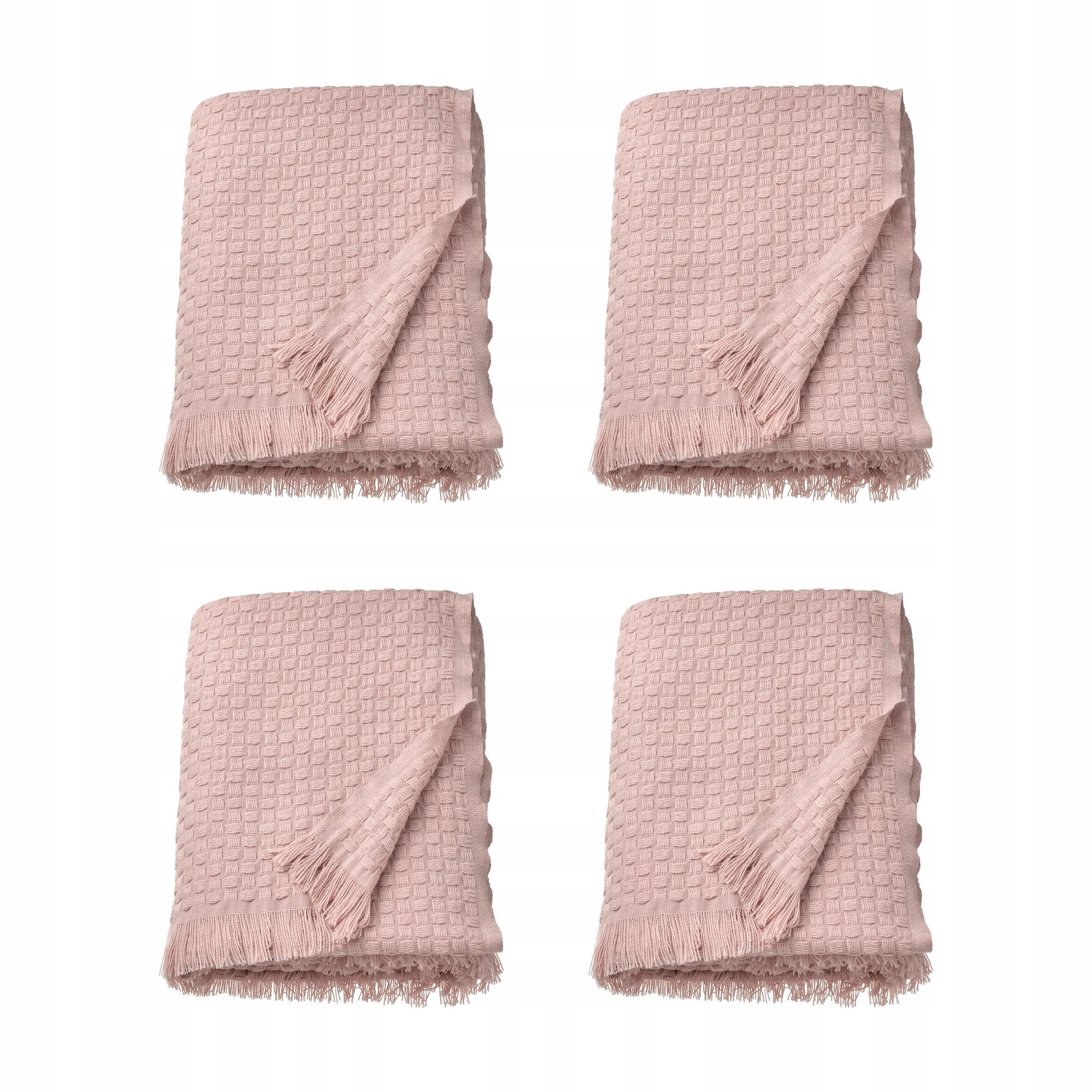 4 ks Světle růžový pléd 130 x 170 cm měkký s třásněmi Hornmal