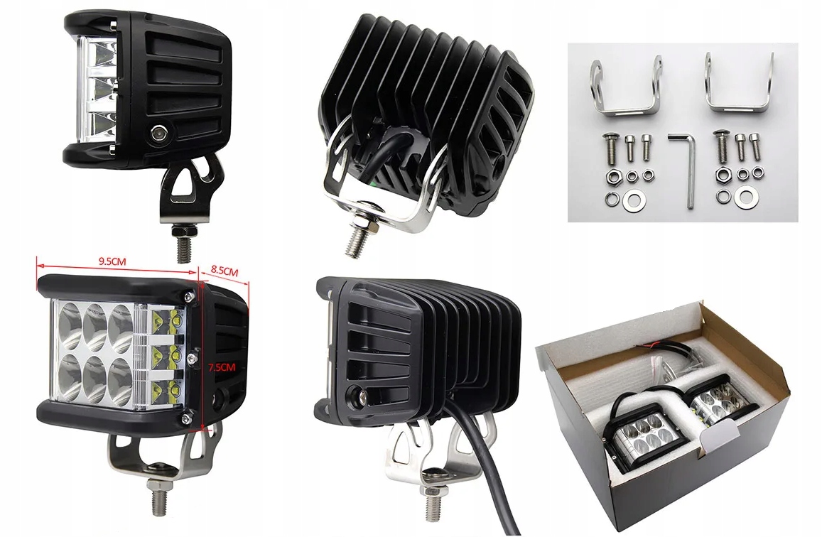 2SZT MOCNA LAMPA ROBOCZA PANEL HALOGEN 12/24V 60W ledbar 40LED cube IP67 Napięcie 12-24 V