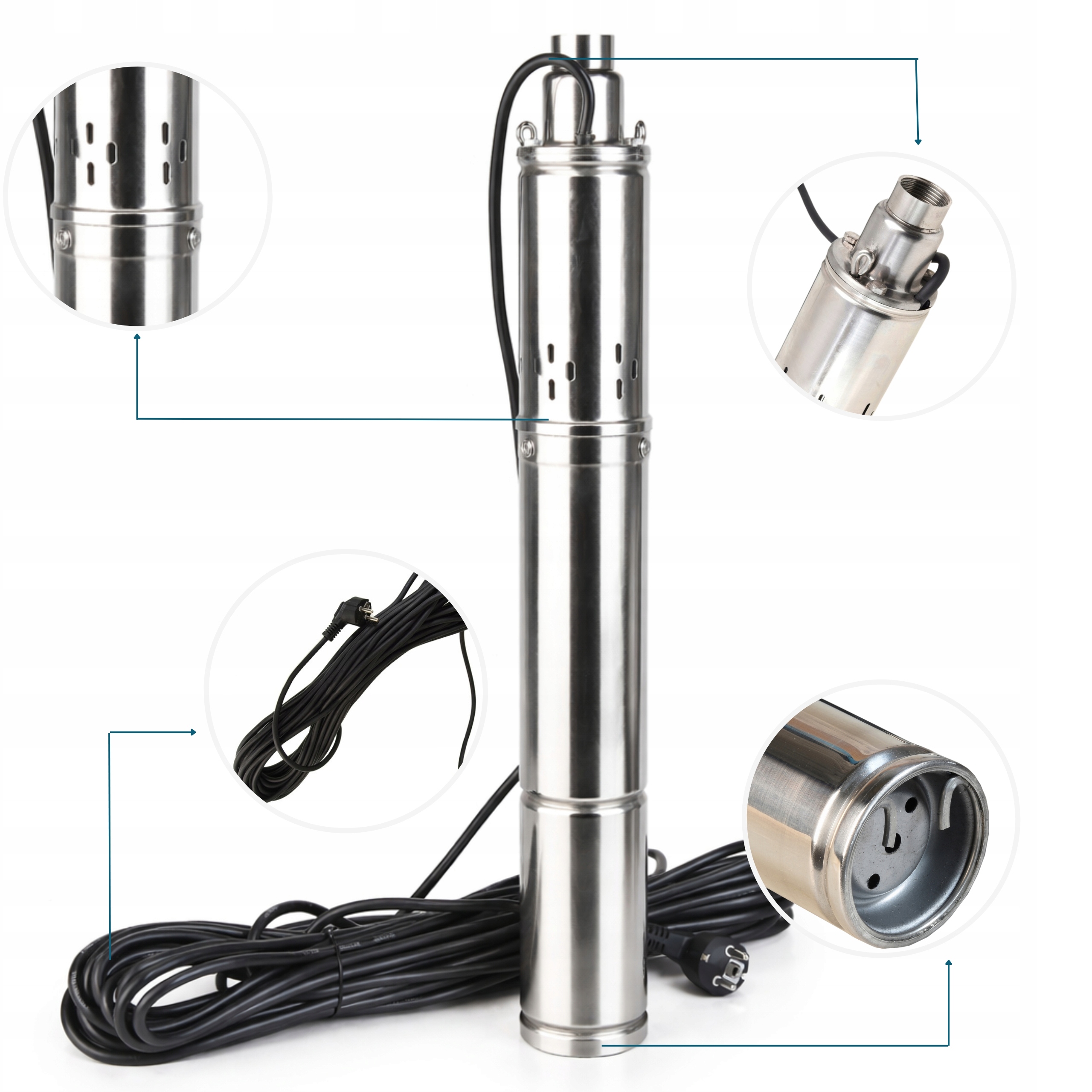 Mocna Pompa Głębinowa 3" Do Studni 250W 30L/MIN 70M Śrubowa Wody Odwiertu