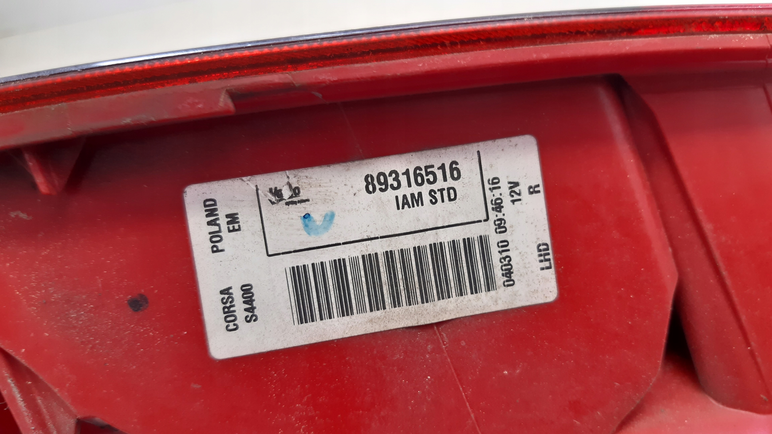 light right rear part 89316516 Opel Corsa D