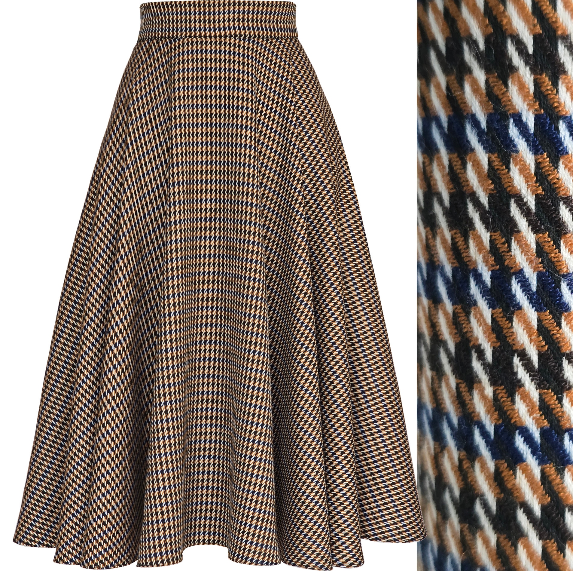 L Kapsy K3 sukně midi podzim zima pepita mřížka tmavě modrá 40