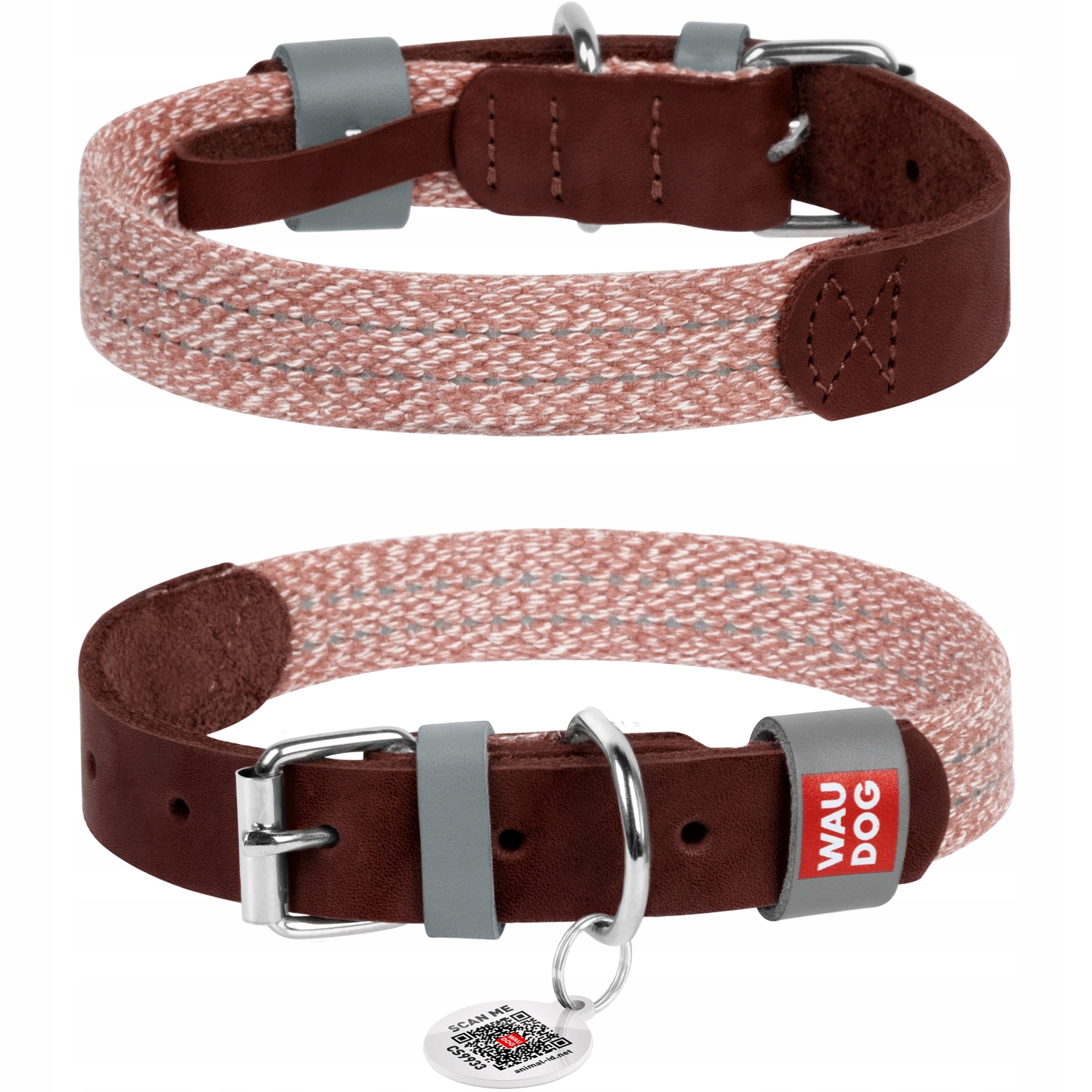 Obojek Waudog Kůže a recyklace M 20 mm Pro Psa Hnědý