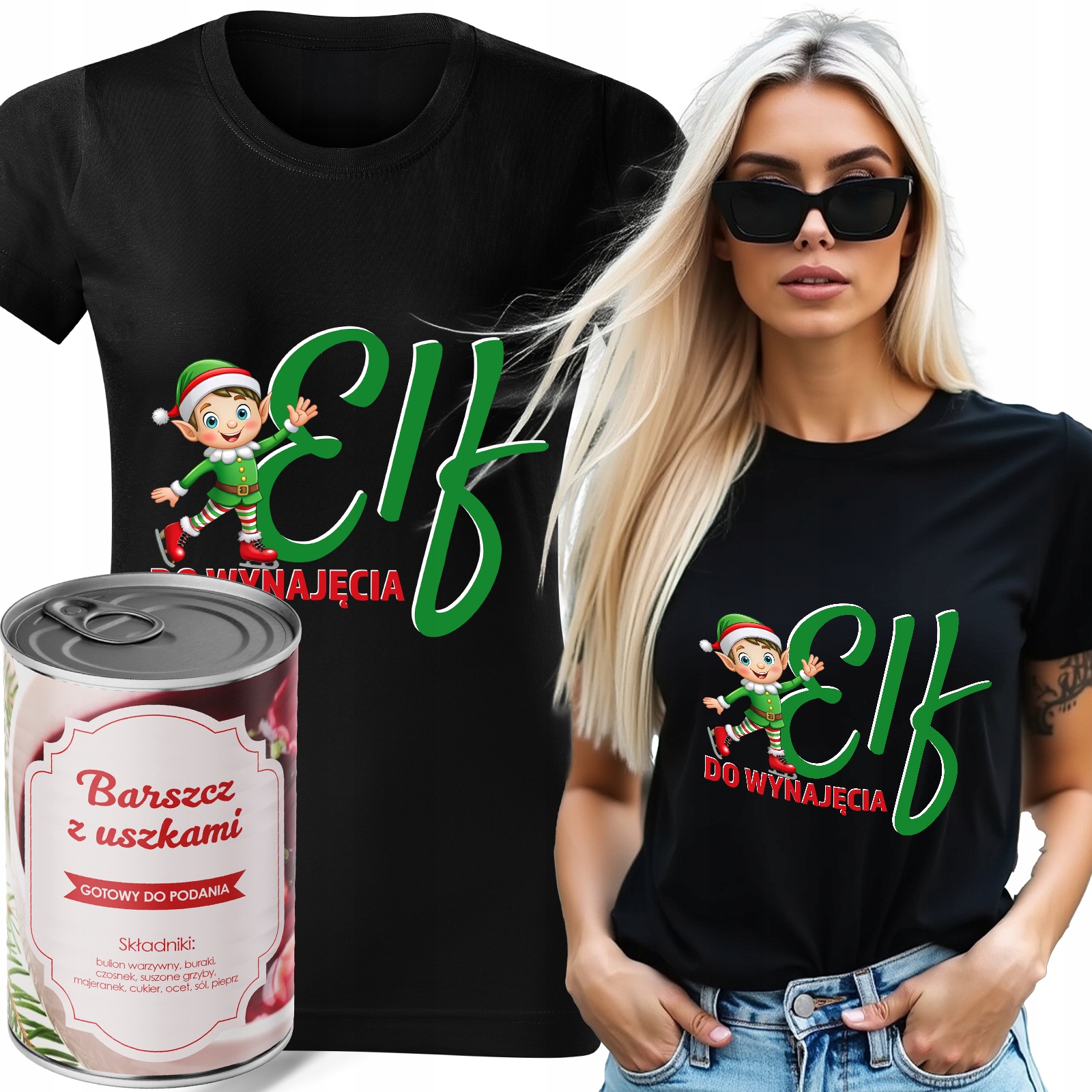 Dámský Dárek Tričko s motivem skřítka Boršč černé barvy, XL
