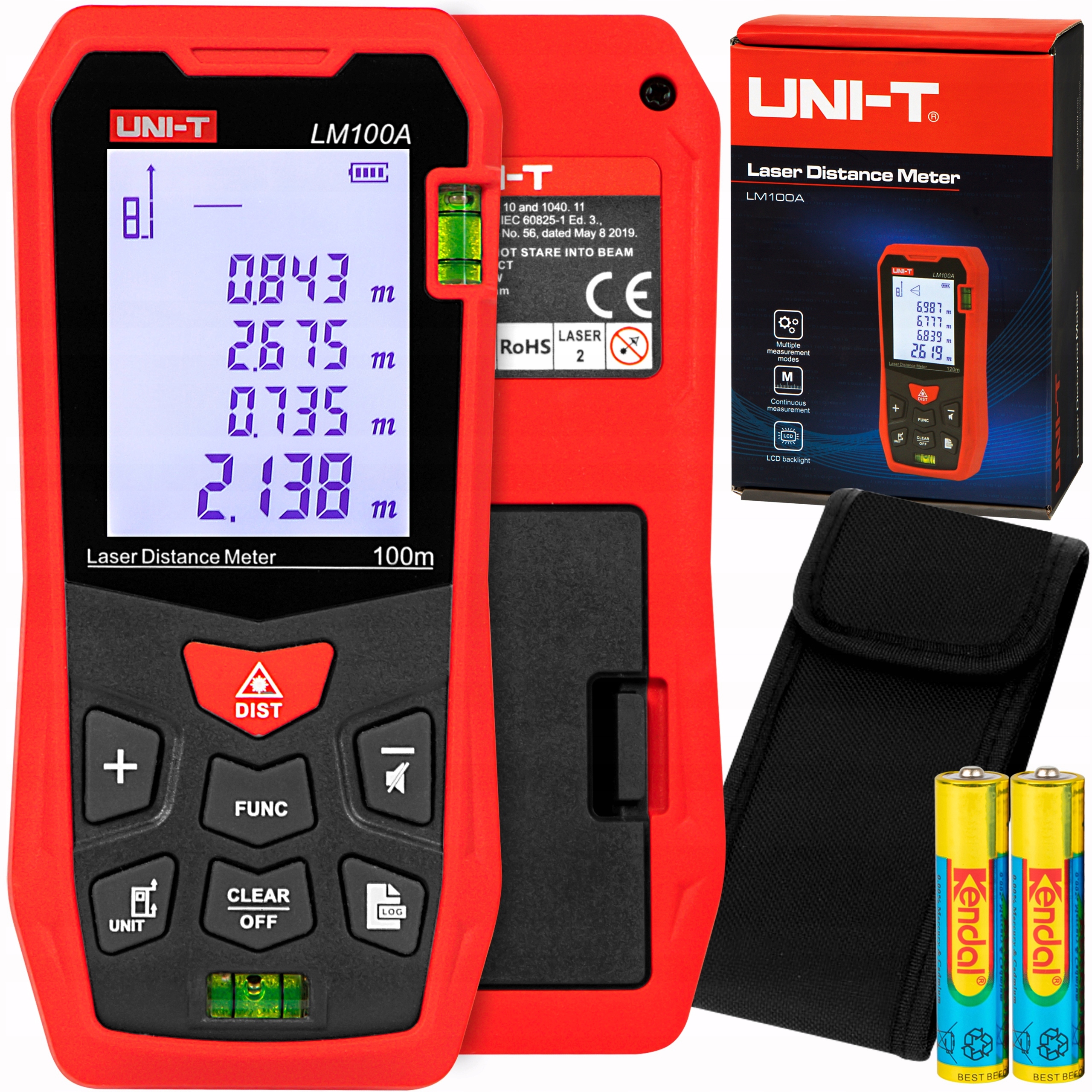 Dalmierz Laserowy Miernik Odległości Miara Zasięg 100M Zestaw Uni-T LM100A