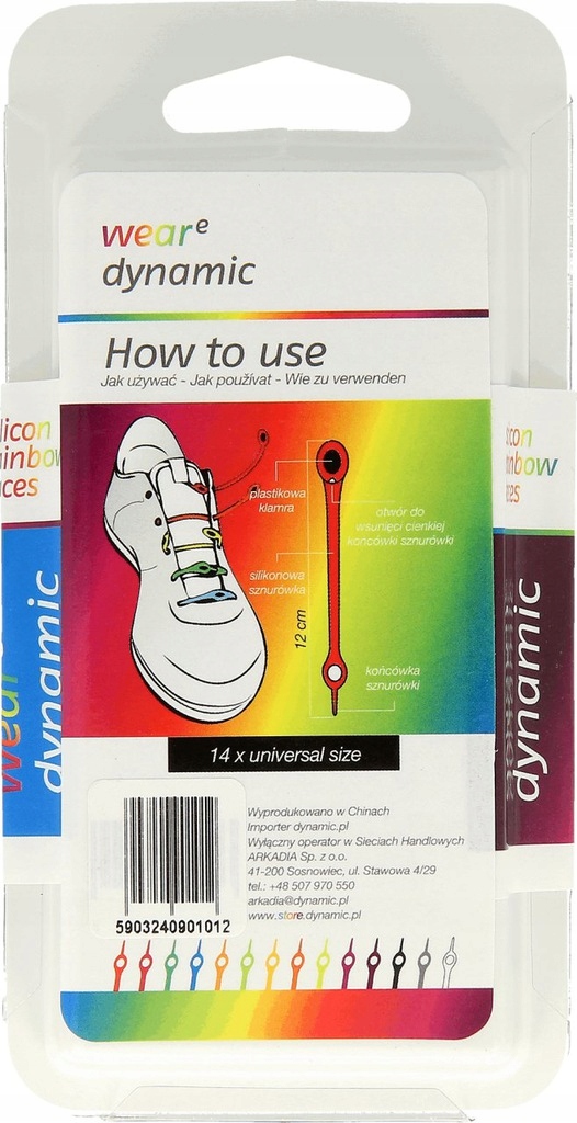 

Sylikonowe kolorowe sznurówki 14 sztuk
