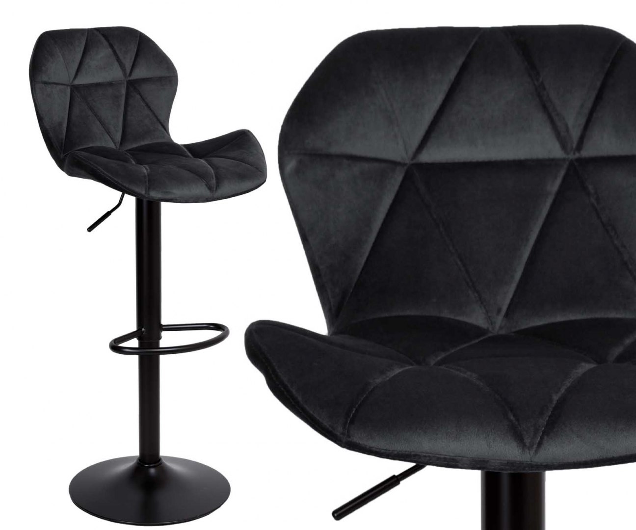 Barová židle Gordon Black sametová černá Velvet