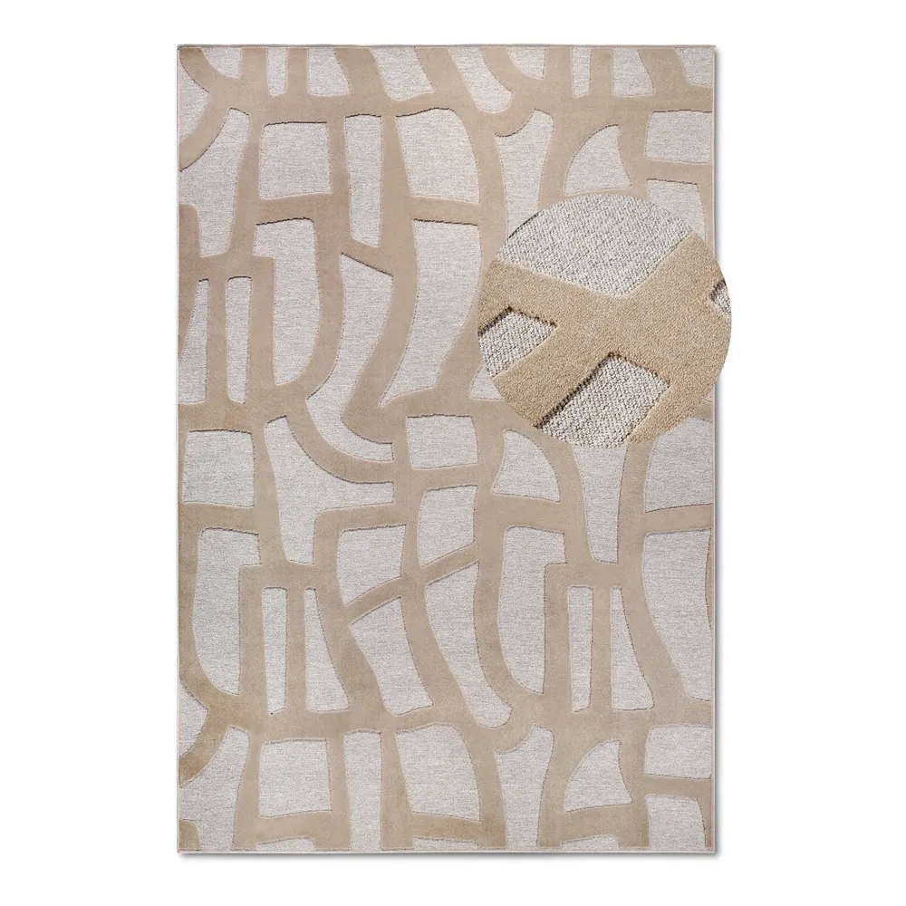 Moderný koberec do obývačky 160 x 230 cm, krémový, reliéfny 3D vzor