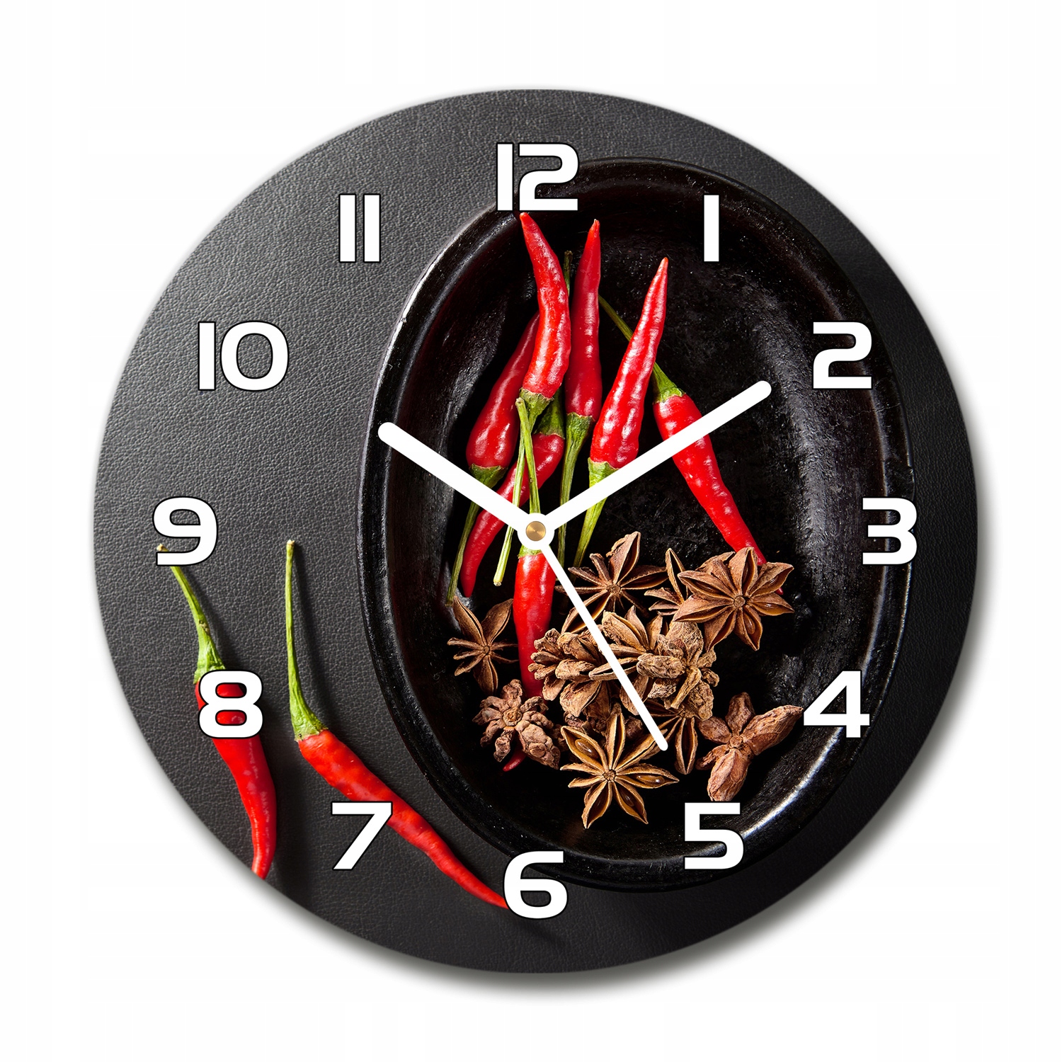 

Zegar szklany okrągły Papryczki chilli fi 30 cm