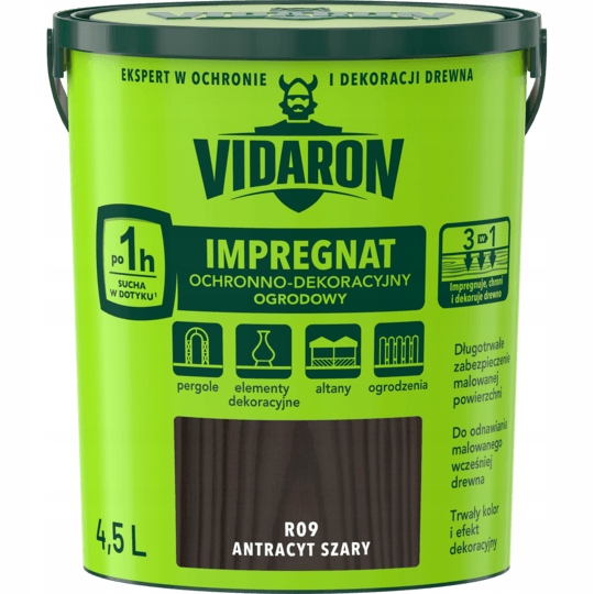 Vidaron Impregnat Ogrodowy 4,5L Antracyt Szary