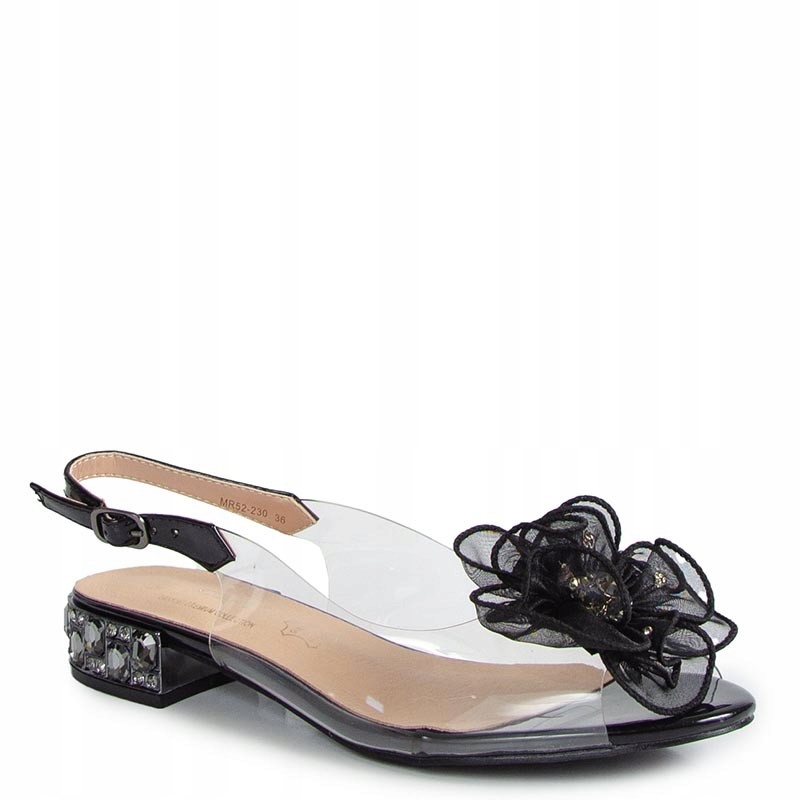 S.barski D&a MR52-230 Transparentní Černé Sandály S Květem 41