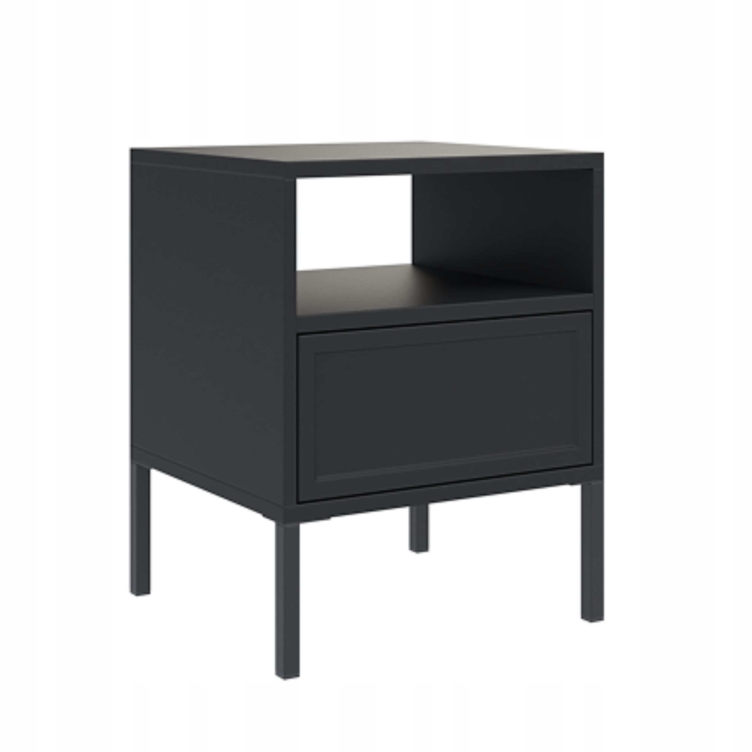 Nočný Stolík Čierny So Zásuvkou Na Nožičkách Moderný Velvet 45 cm