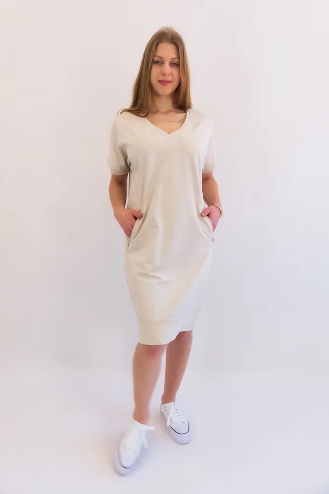 Béžová bavlněná Šaty s kapsami S/m