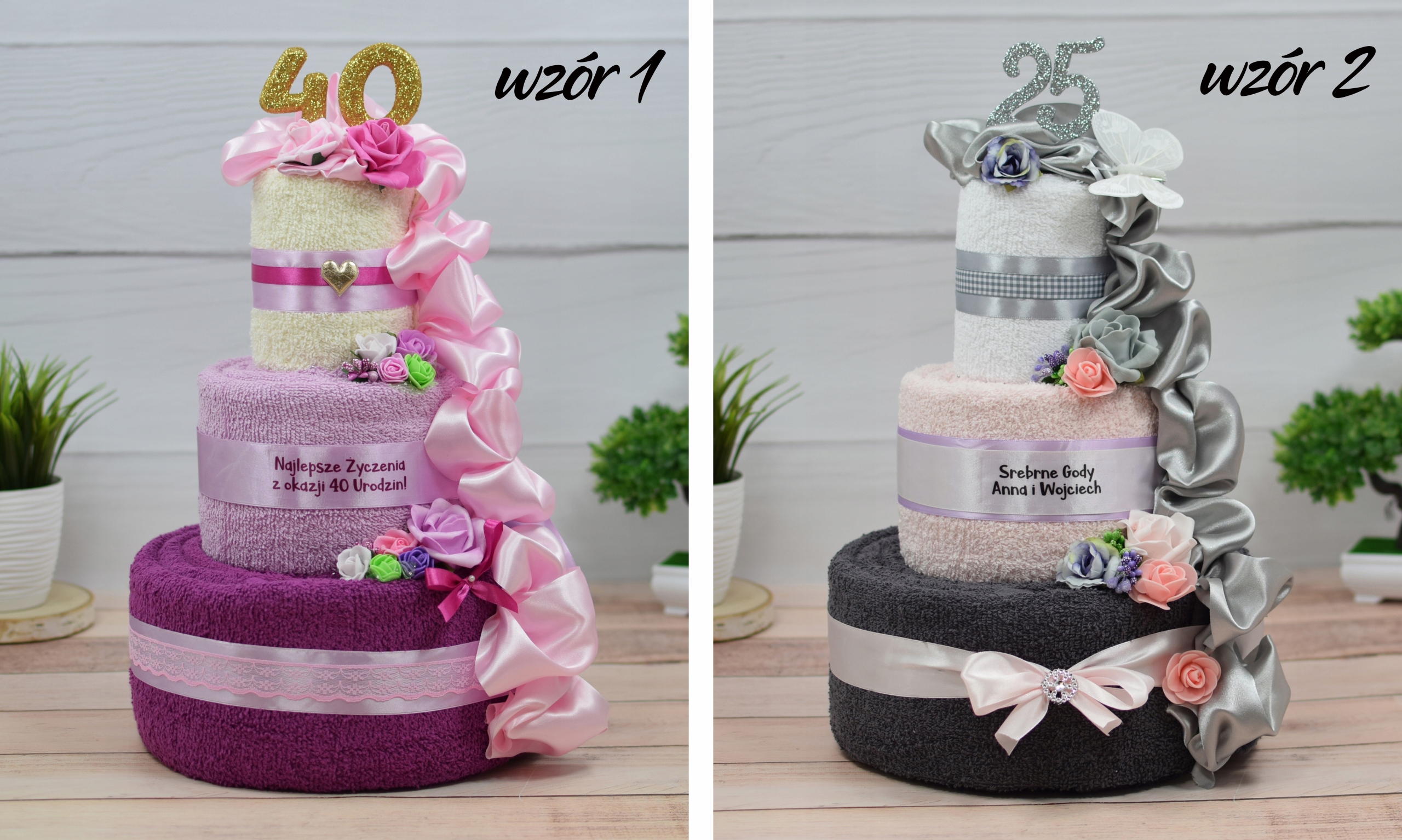 TORT z Ręczników PREZENT na Urodziny Rocznicę Ślub Kod producenta ręczniki PREZENT Ślubny Urodzinowy 40 50