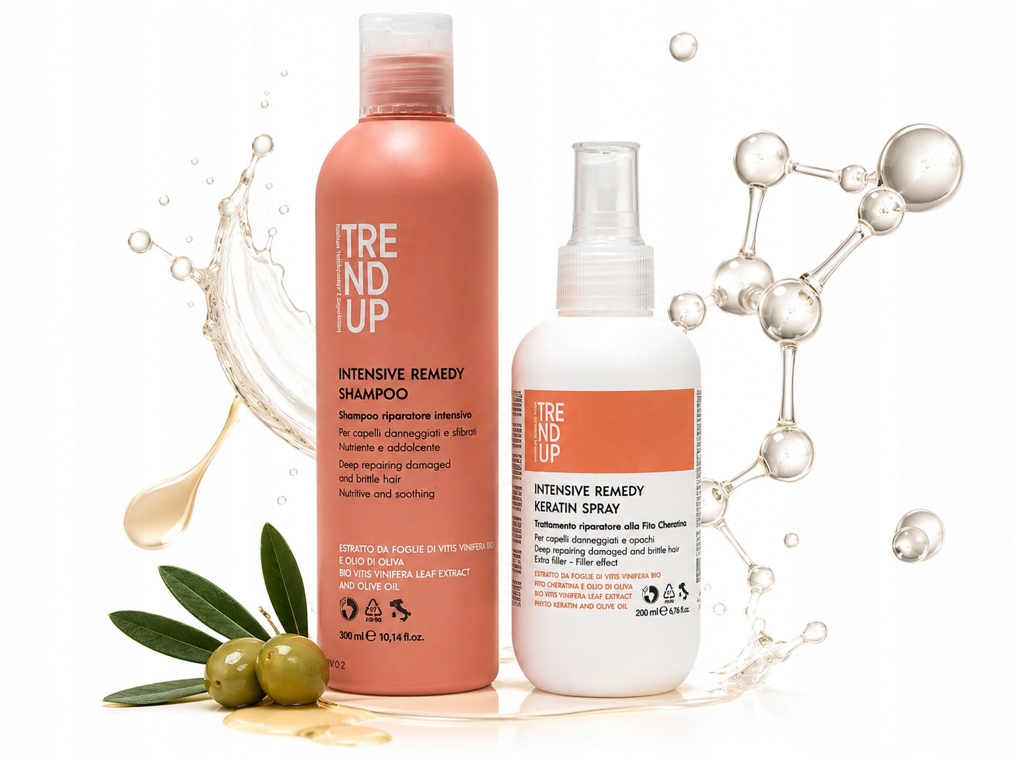 Šampon s kondicionérem Keratin Spray pro regeneraci vlasů s hedvábným efektem