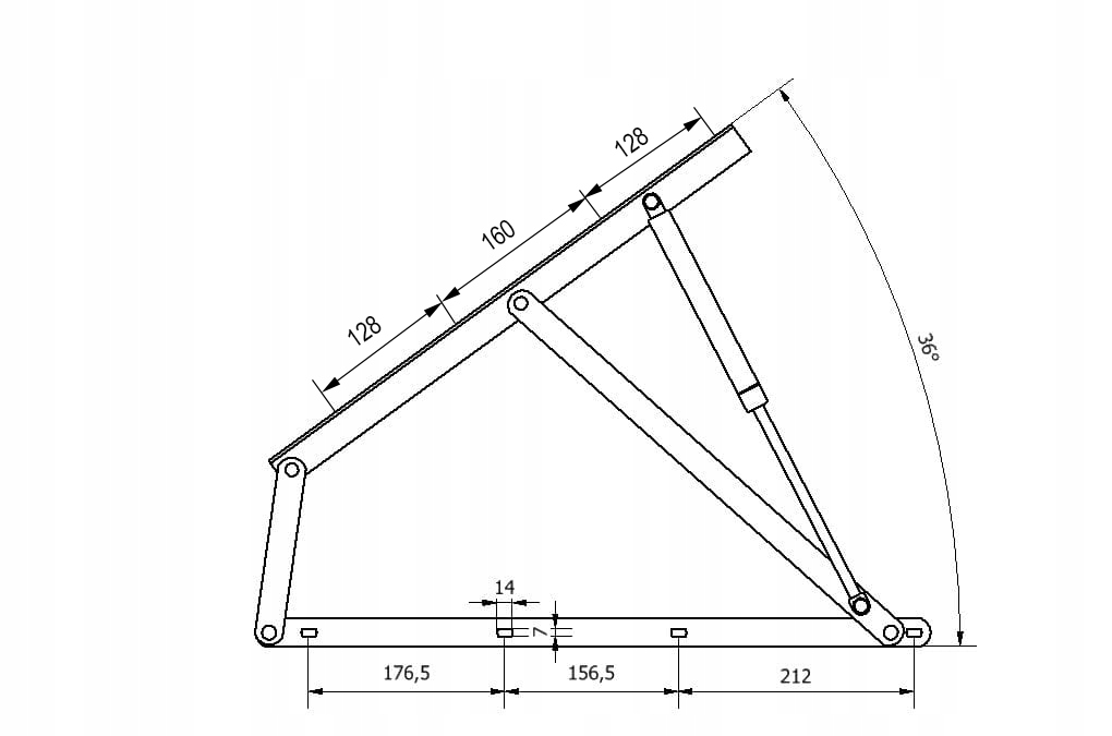 Automat kątowy gazowy do podnoszenia stelaża 1000n Rozmiar (cm) inny