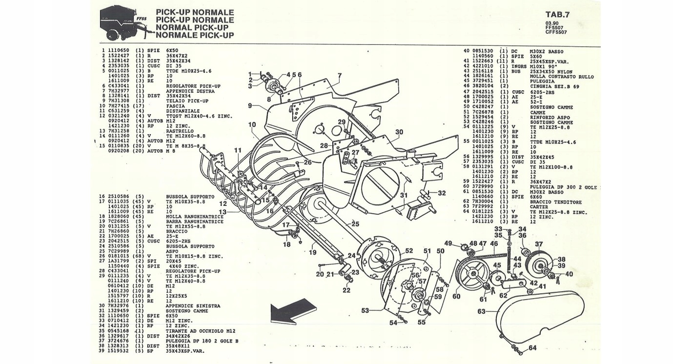 PALEC PODBIERACZA FERABOLI FF44 FF55 Numer katalogowy części B01828060R