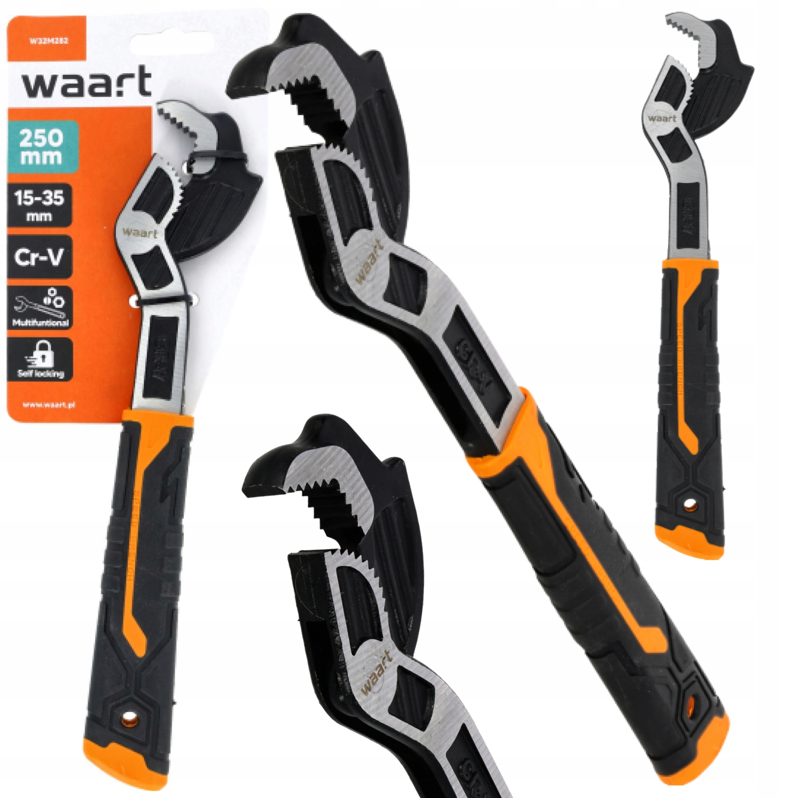 Klucz nastawny hakowy samozaciskowy szczypce 200mm zakres 9-25mm W32M281