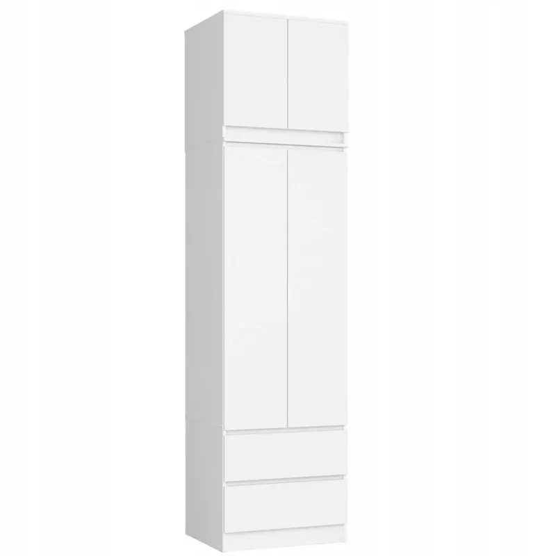 

Szafa Garderoba S 60cm 2D 2SZ Biała Nadstawka