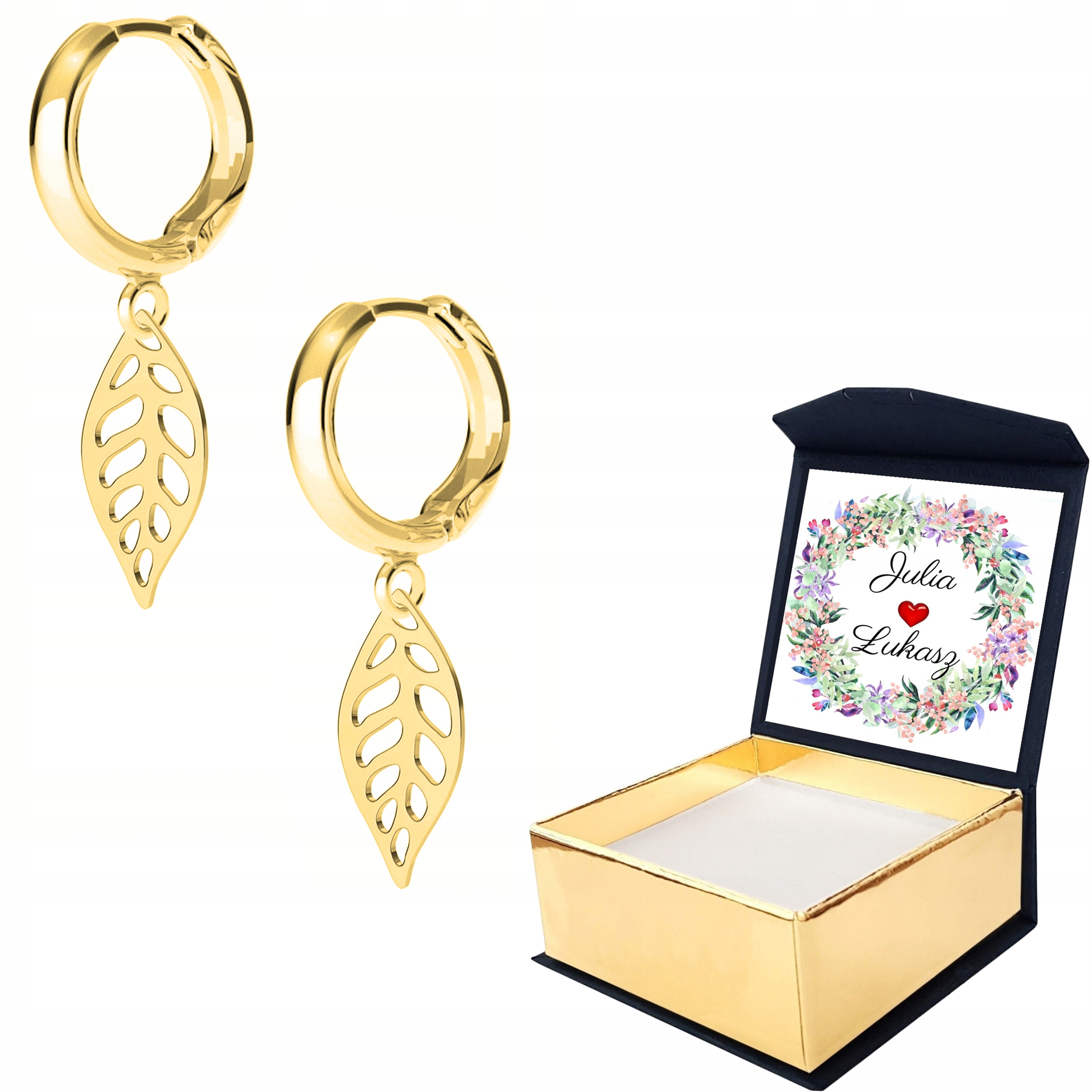 

Kolczyki złote Listek Liść Leaf 925 Własny Nadruk