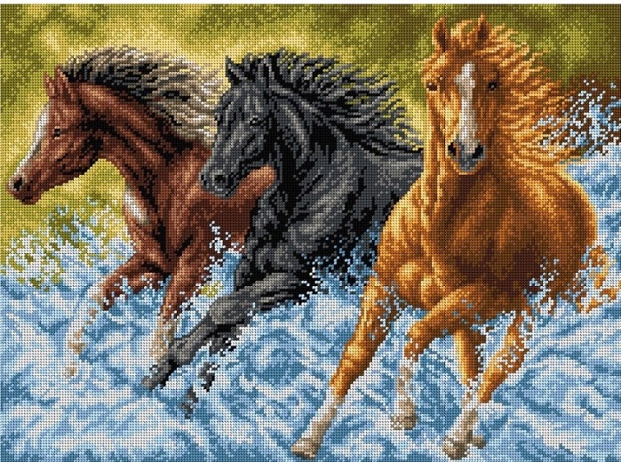 Výšivka křížová sada, kanva+mulina+jehly, 53x39cm