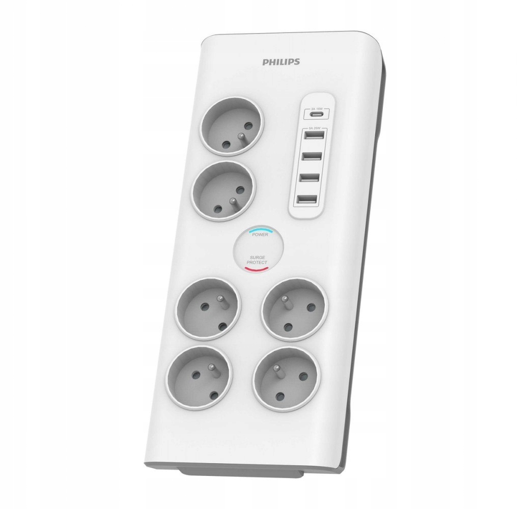 Protipřepěťová ochrana 6 zásuvek Ac Fr 40W, 2 m