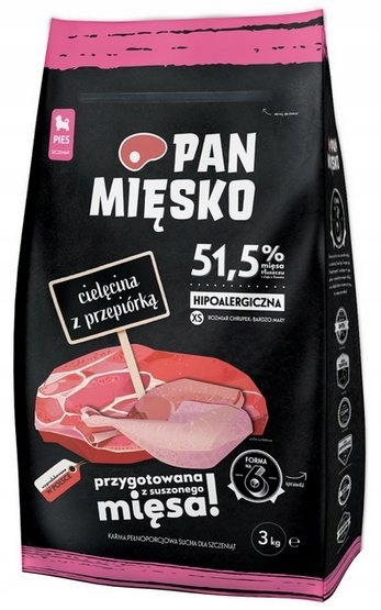 Levně Hypoalergenní krmivo pro malá štěňata Pan Mięsko Těla Křepelka 3 kg