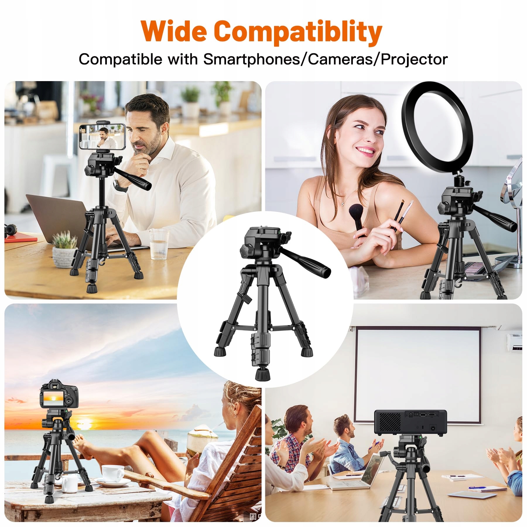 JOILCAN Mini Statyw 63.5cm Aluminiowy Do Aparatów DSLR i Smartfonów — miniatura 4