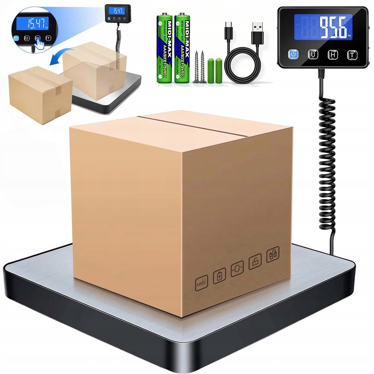Elektronická Skladová Váha LCD, Plošinová Prodejní Váha 200 Kg