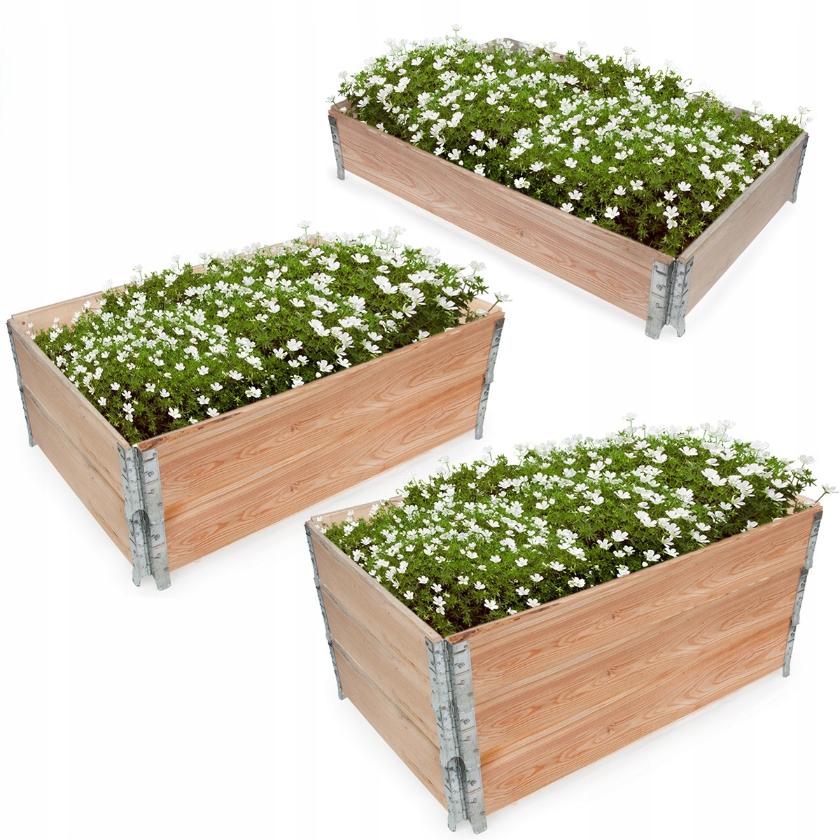 Podwójna grządka podwyższona drewniana 120x80x40 wysoka ogrodowa warzywniak