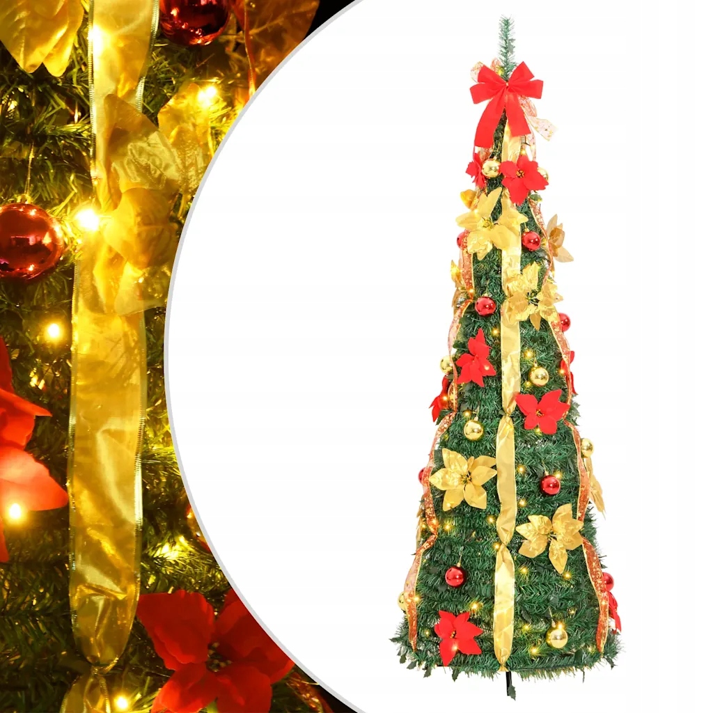 vidaXL Umělý vánoční stromek pop-up 100 Led diod zelený 150 cm