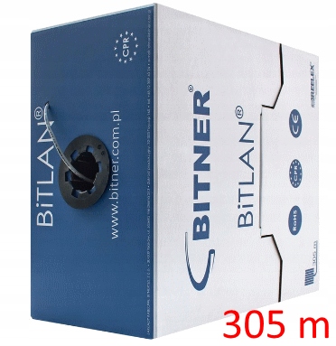 Kabel Przewód skrętka Utp 5 Bitner 100% miedź 305m