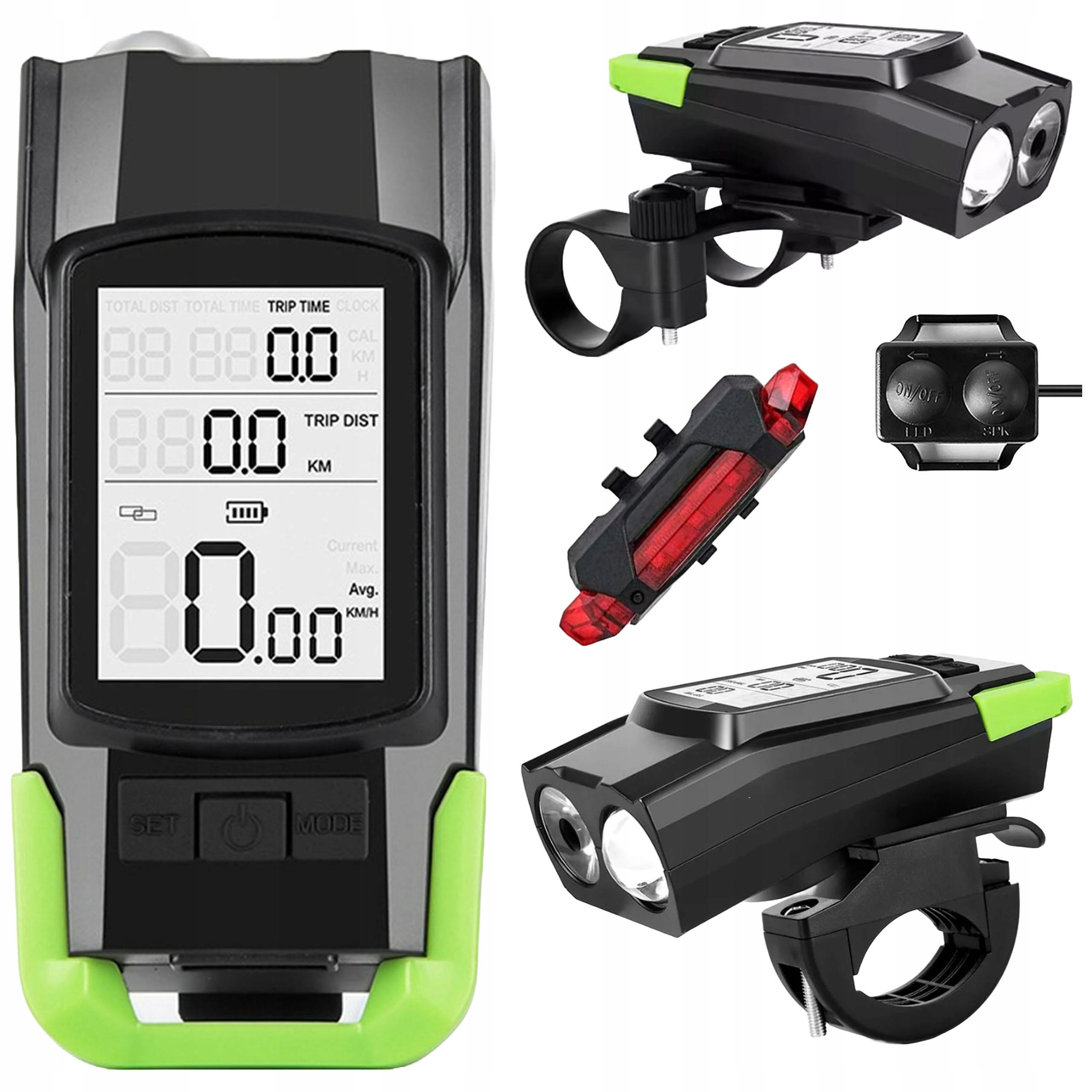 Přední Zadní Světlo Na Kolo S Počítadlem Rychlosti Klaskon 3V1