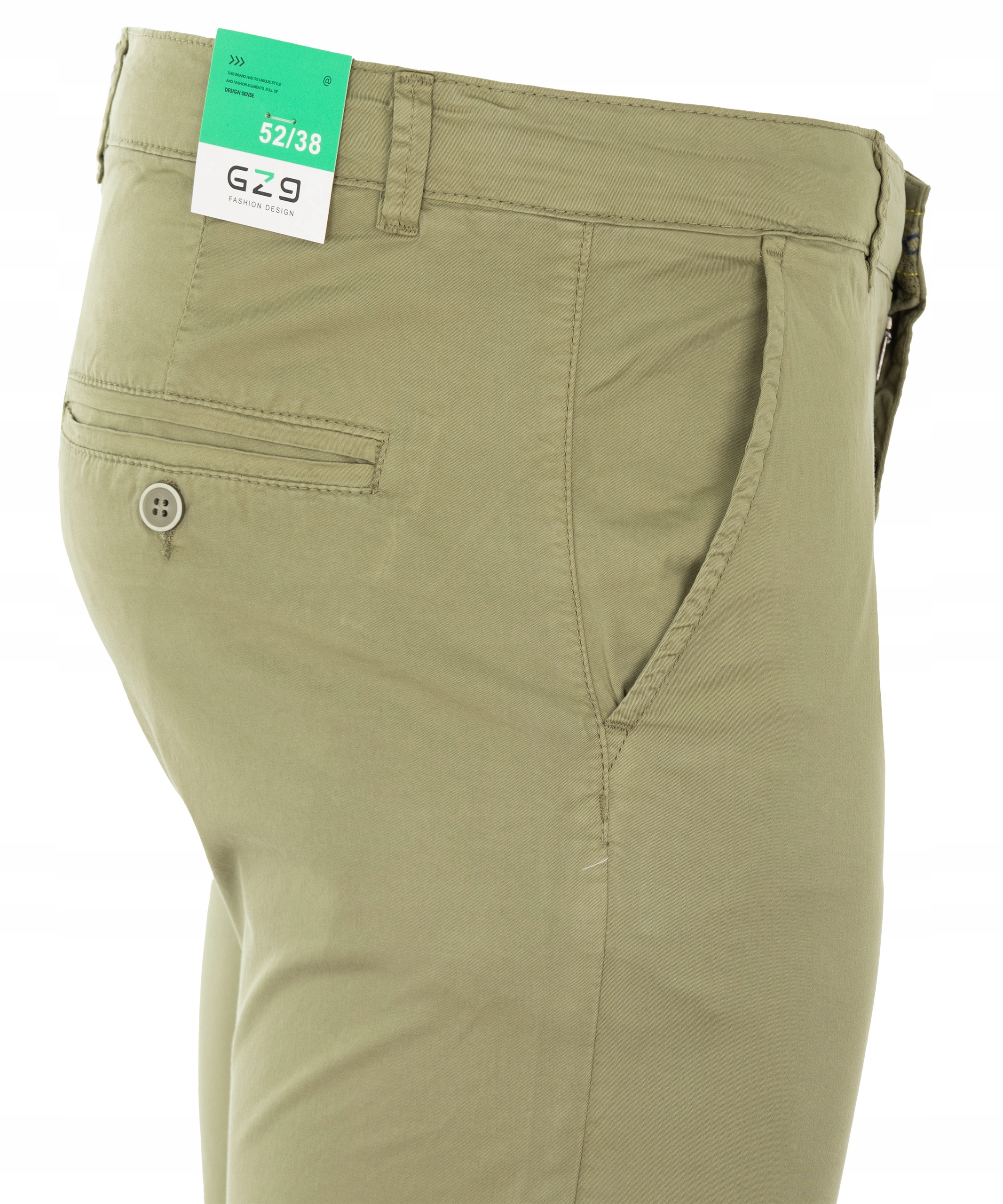 SPODNIE MATERIAŁOWE ZIELONE LETNIE BAWEŁNIANE Z ELASTANEM CHINOSY W48(30) Rozmiar 30