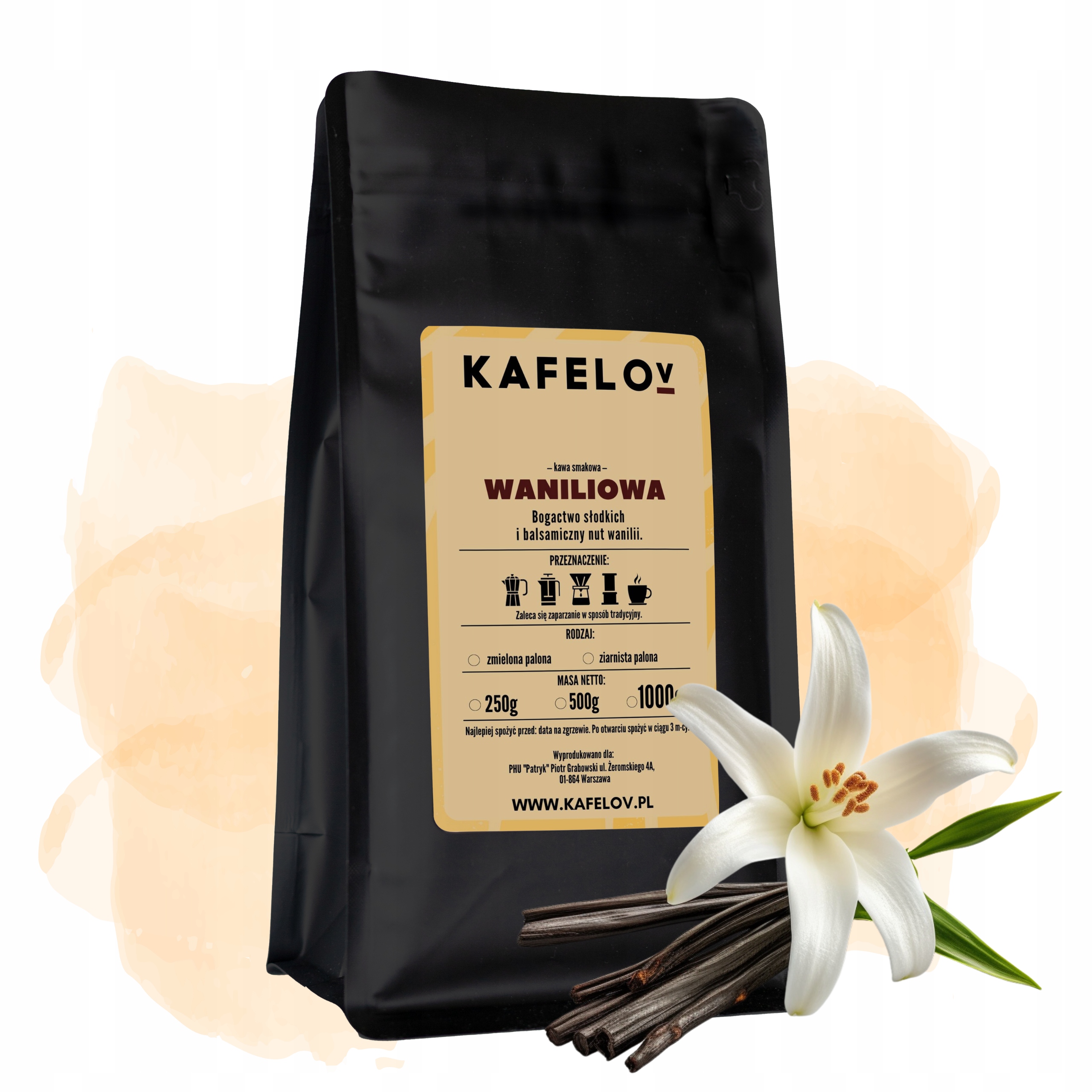 Levně Káva Vanilková mletá 1 kg s příchutí arabiky