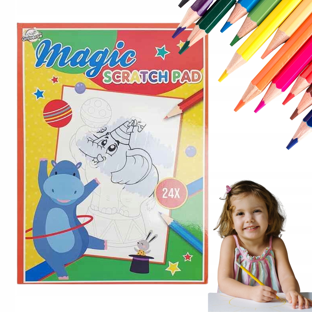 MAGICZNY BLOK ZDRAPKA ZDRAPYWANKA 24 ARKUSZE 3+ SŁOŃ