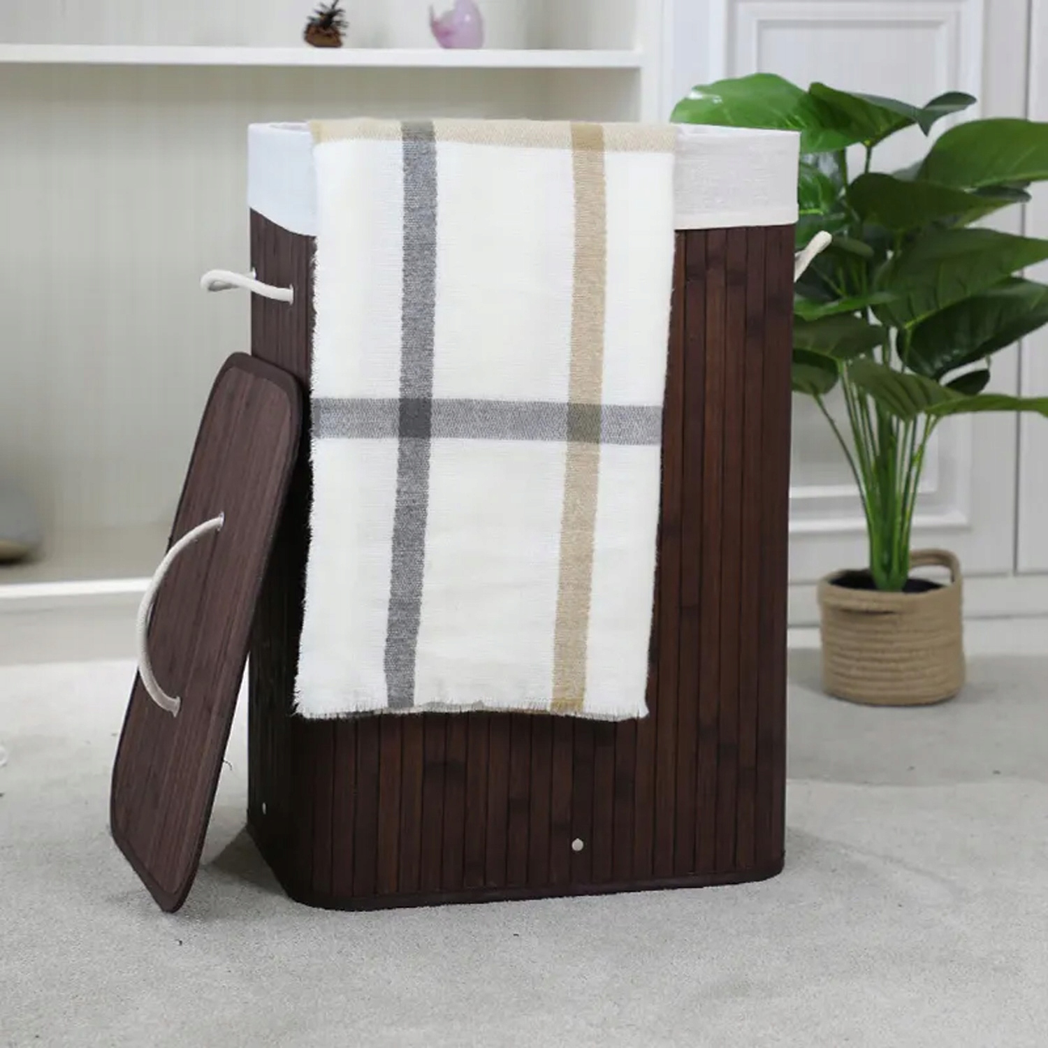 Bambusowy kosz na pranie bieliznę pojemnik XL 70L Marka Strado