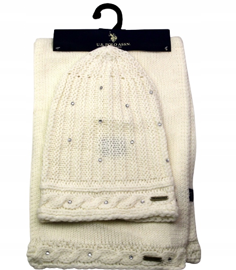 Dámská zimní sada pro mládež, Čepice , šála, Us Polo Assn. logo Zirkony