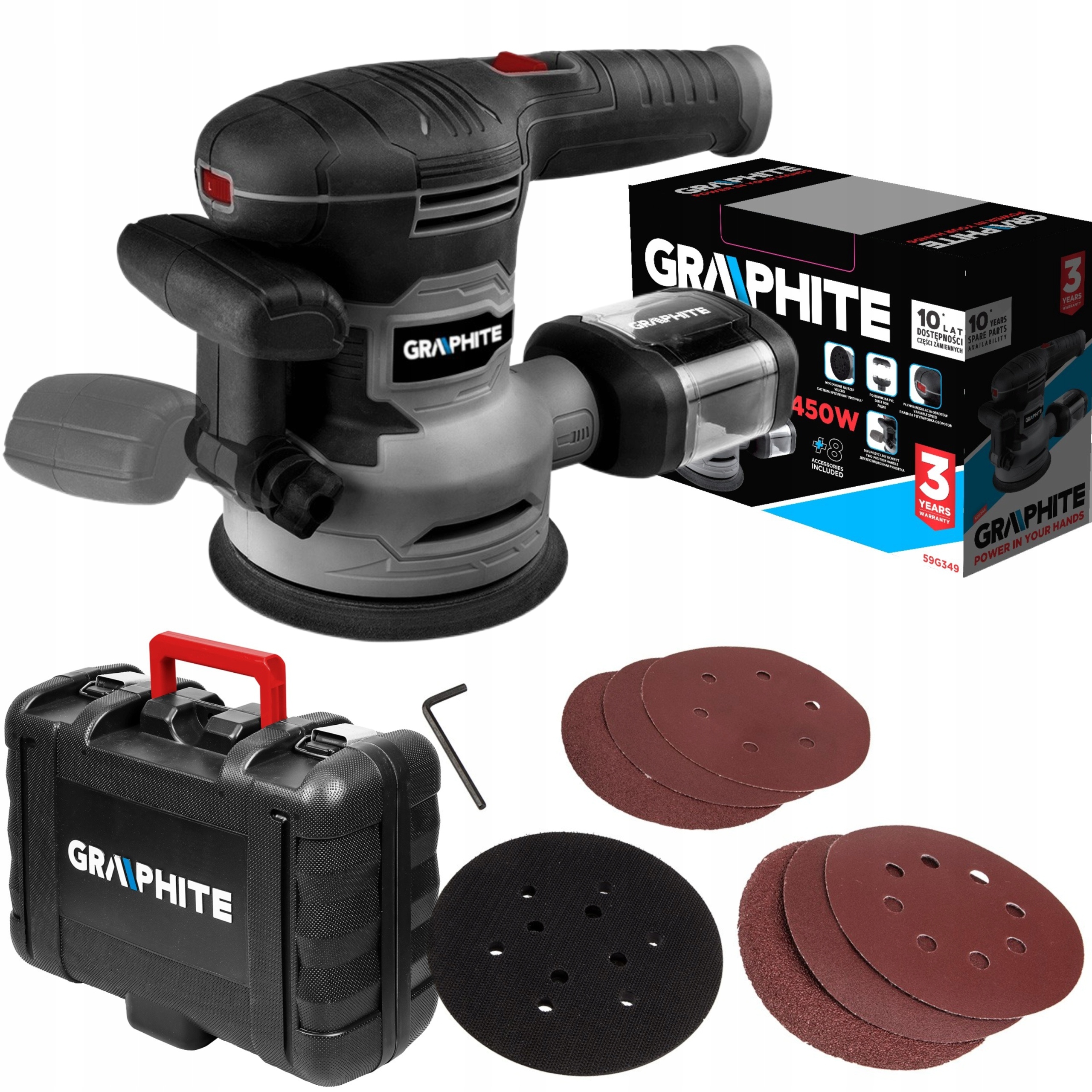 GRAPHITE эксцентриковая шлифовальная машина 450 Вт 125/150 мм PEX