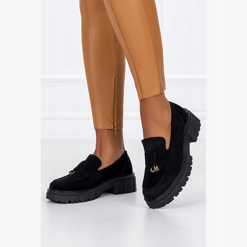 MOKASYNY PÓŁBUTY DAMSKIE WSUWANE MODNA OZDOBA STABILNA PLATFORMA r 37 Marka Casu