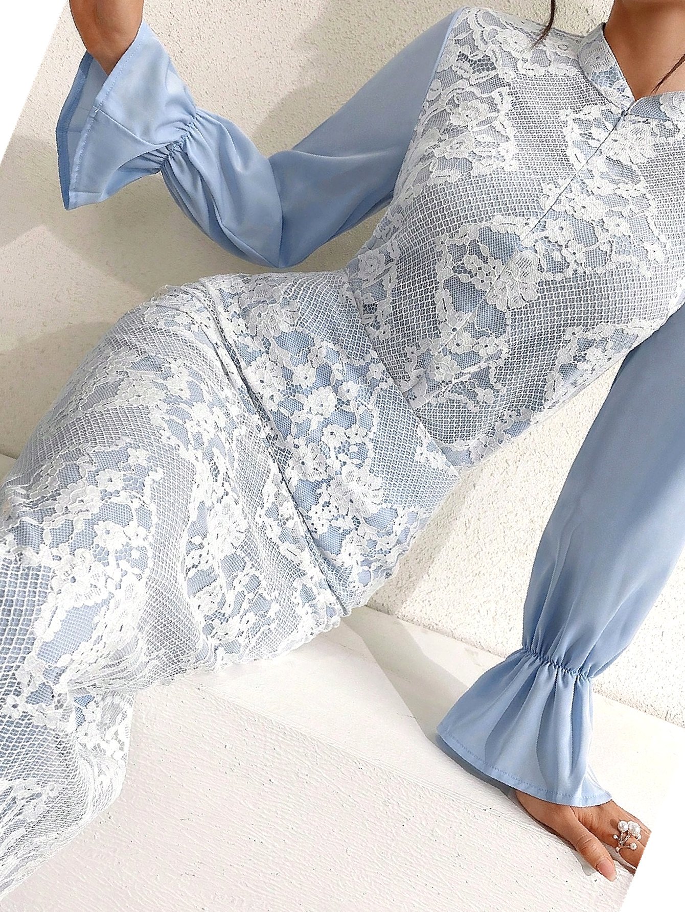 Elegantní komplet Sukně Návštěvní Dlouhá krajková halenka L 40