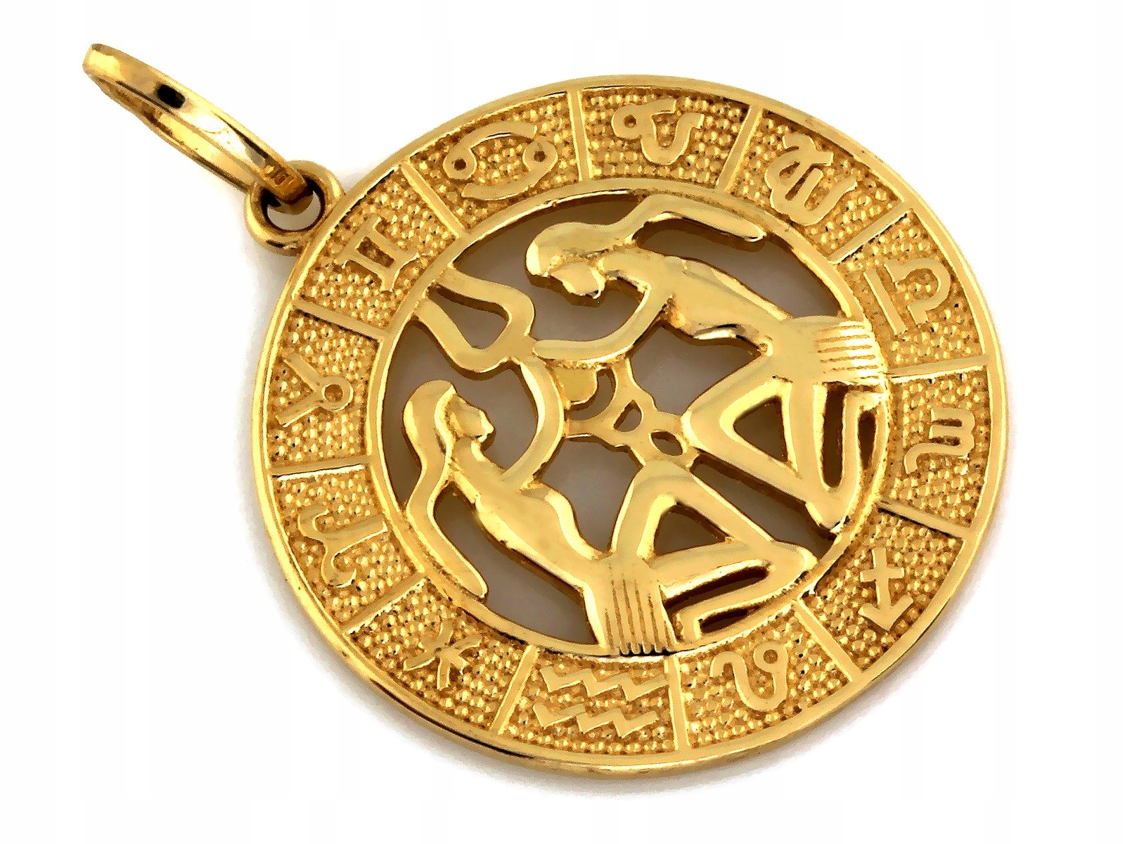 Zlatý přívěsek 585 znamení zvěrokruhu Blíženci přívěsek 1.86 g prolamované kolečko