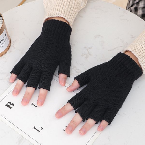 RĘKAWICZKI BEZ PALCÓW MITENKI DAMSKIE MĘSKIE CZARNE DO HANDLU Rozmiar L/XL