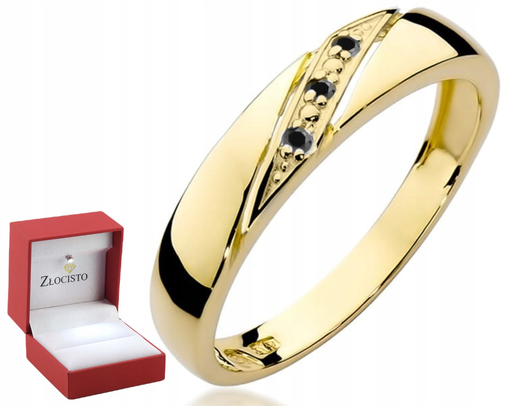 Žluté Zlato Prstýnek Černé Brilianty 585 Gravírování Bonus Dárek