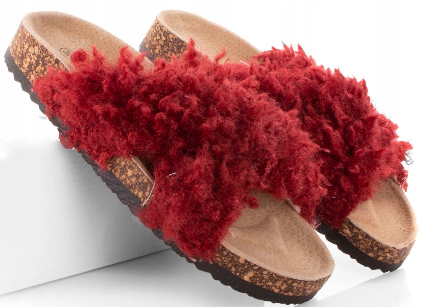 BORDOWE KAPCIE KLAPKI Z FUTERKIEM CIAPKI DOMOWE 37
