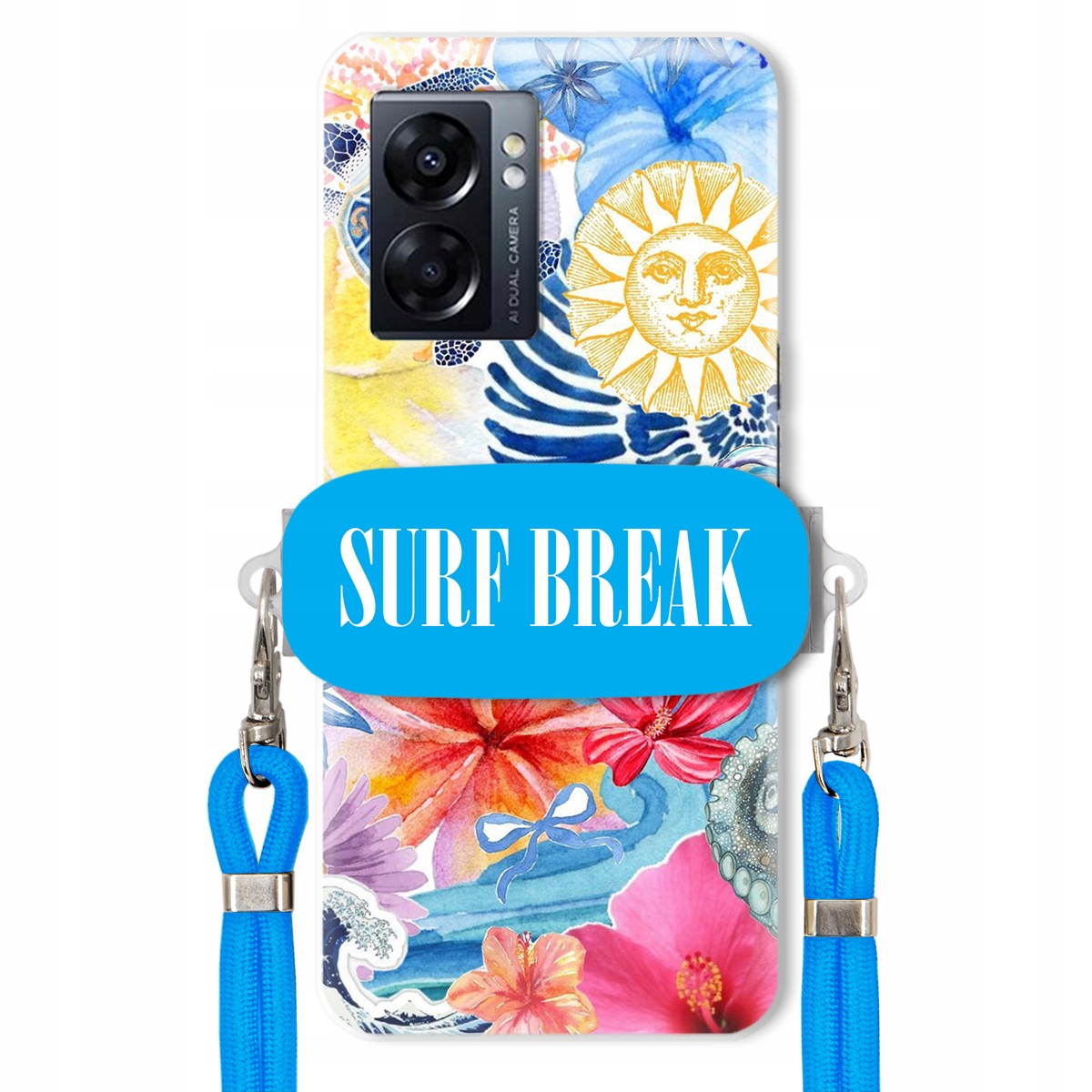 Puzdro pre Oppo A57 4G Modré Crossbody vodítko držiak Surf Break Lata