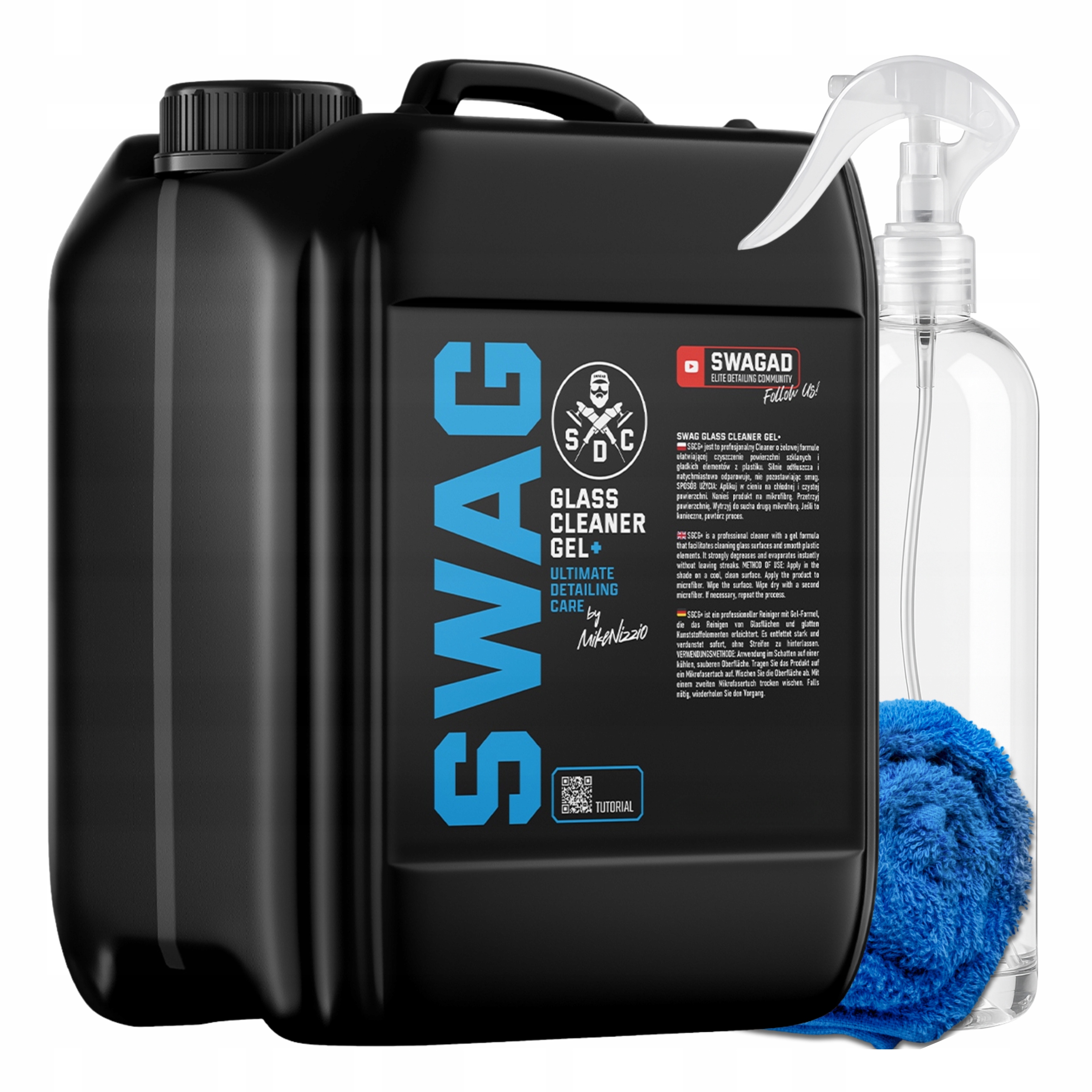 Swag Glass Cleaner Gel 5L na umývanie skiel automobilov bez šmúh a zrkadiel