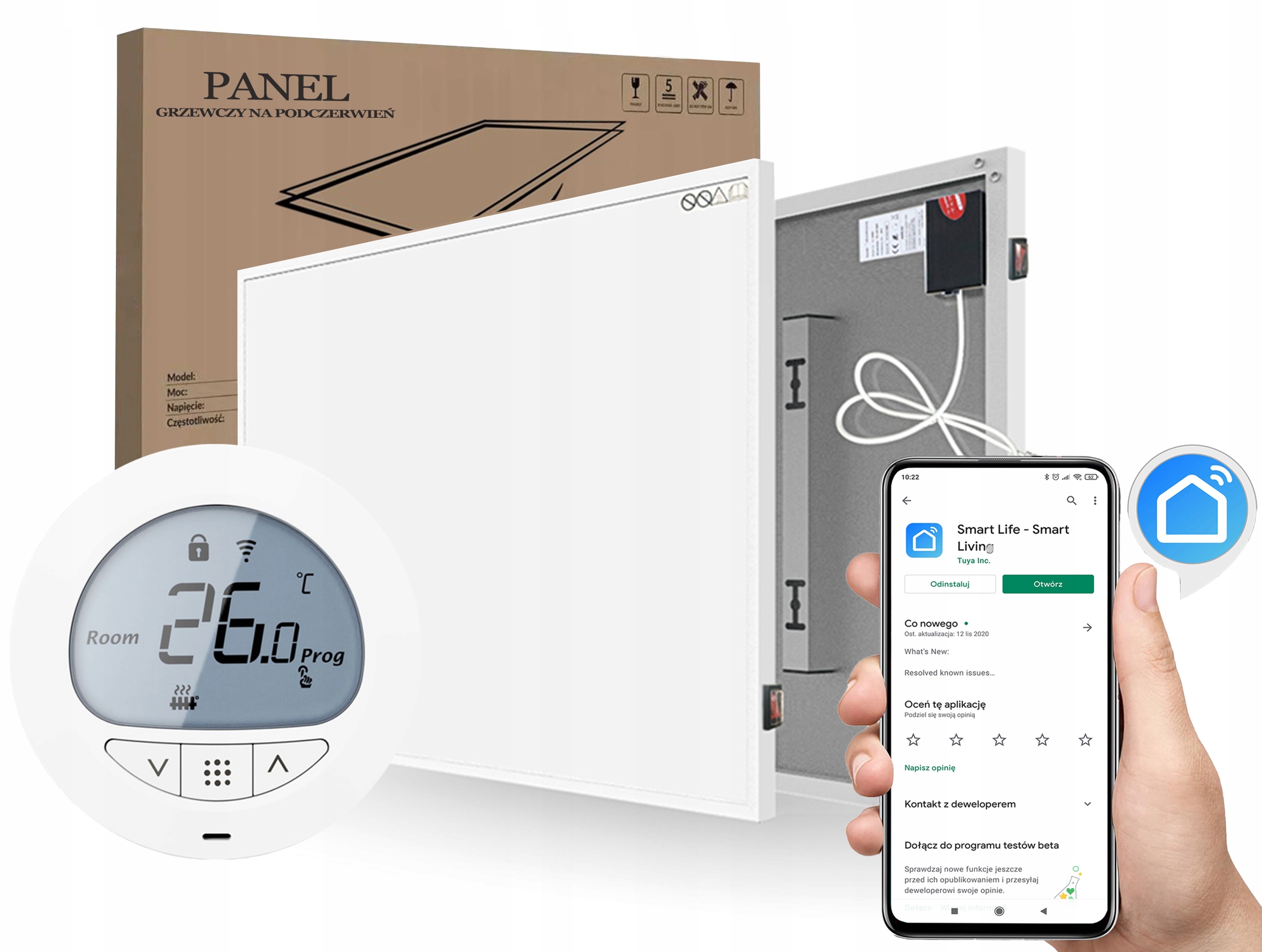 

Grzejnik na podczerwień promiennik Ir 900W z WiFi